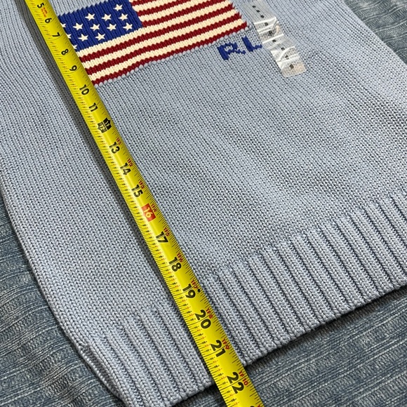 NWT Polo by Ralph Lauren Women's Light Blue Flag  Knit Sweater Size S/P - Picture 6 of 9